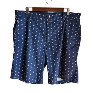 Peter Millar Shorts 38 Blue Men's Crown Sport Skull Crossbones Print Pockets 10"